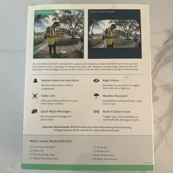 NIB NWT Arlo Wired Video Doorbell - Picture 2 of 7